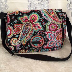 Vera Bradley Black and Pink Paisley Laptop Bag